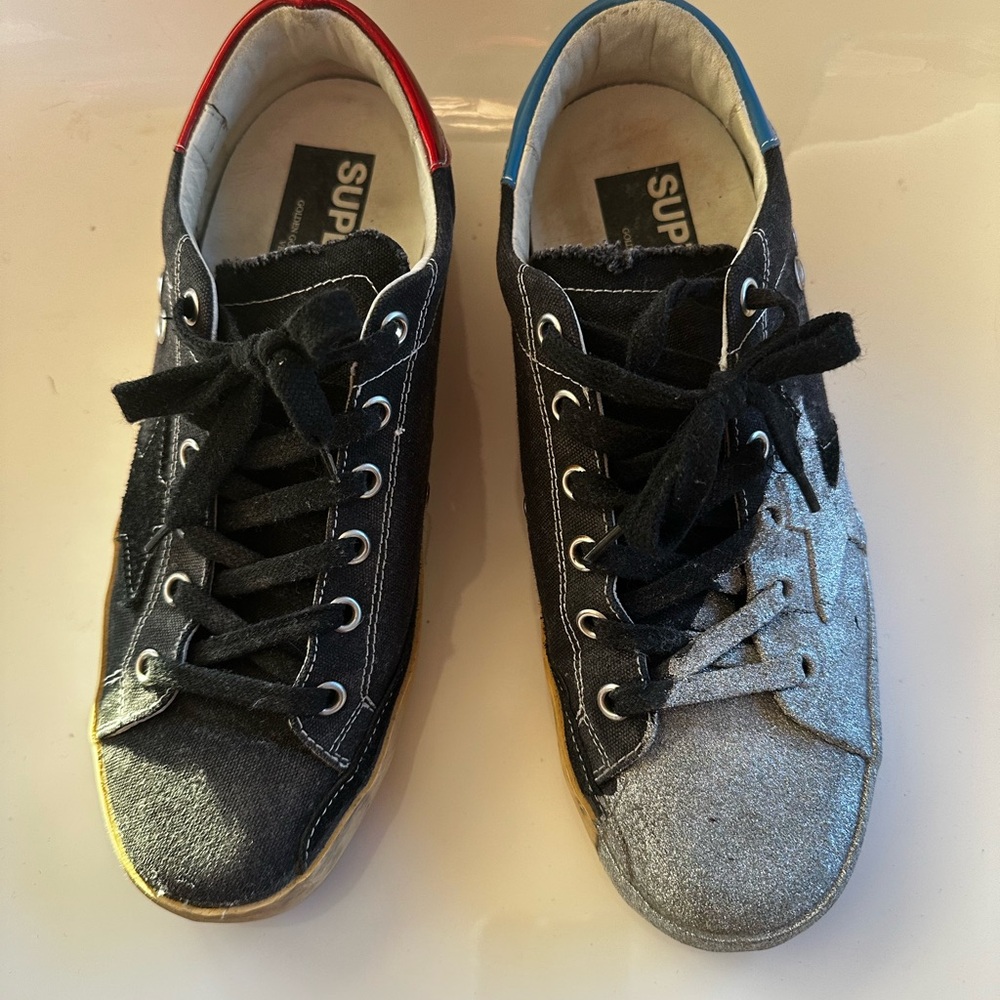 Golden Goose Black and Silver Sneakers